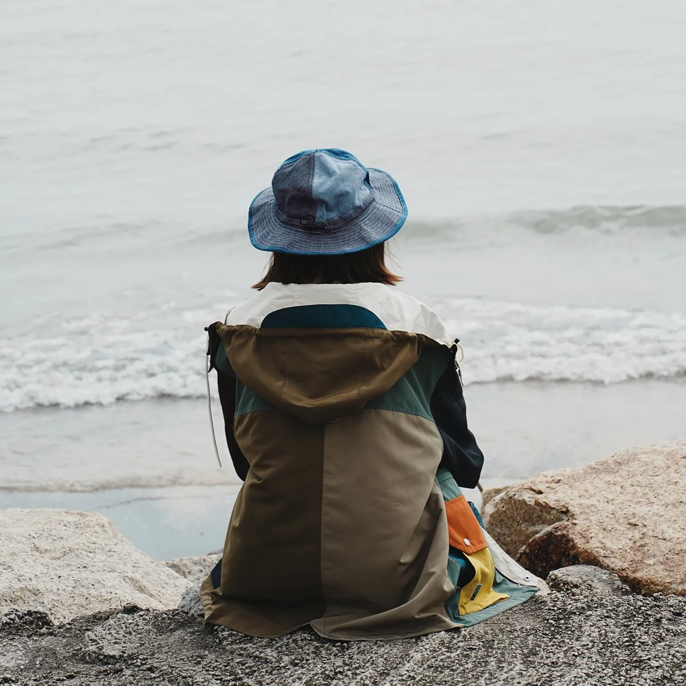 (AH268) Indigo Patchwork Hat