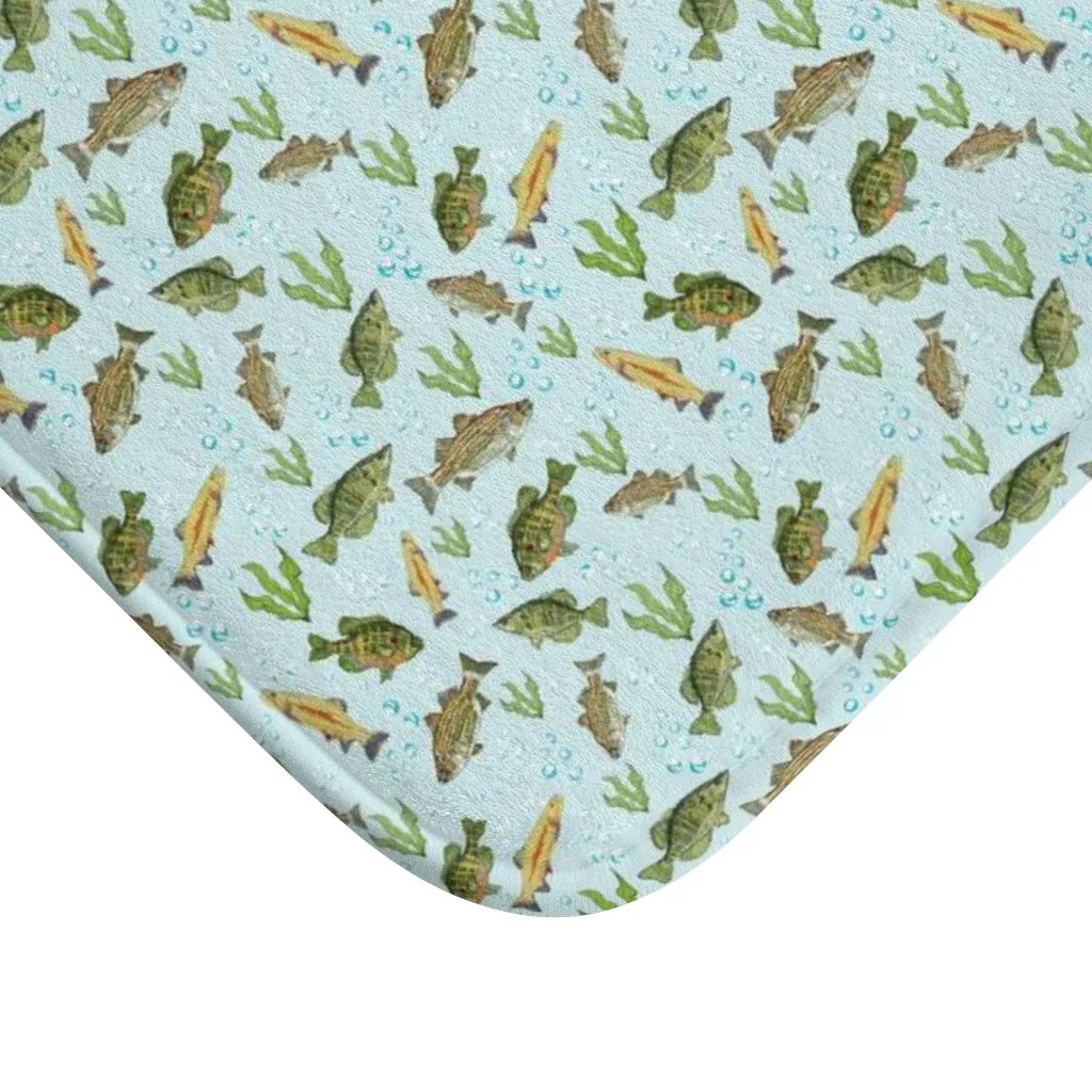 Bath Mat Fresh Water Fish Motifs 24 x 17