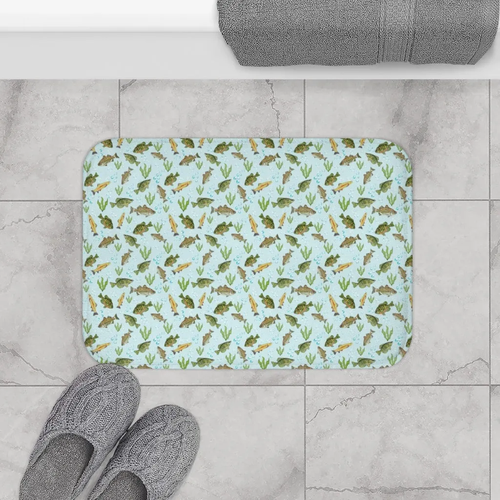 Bath Mat Fresh Water Fish Motifs 24 x 17
