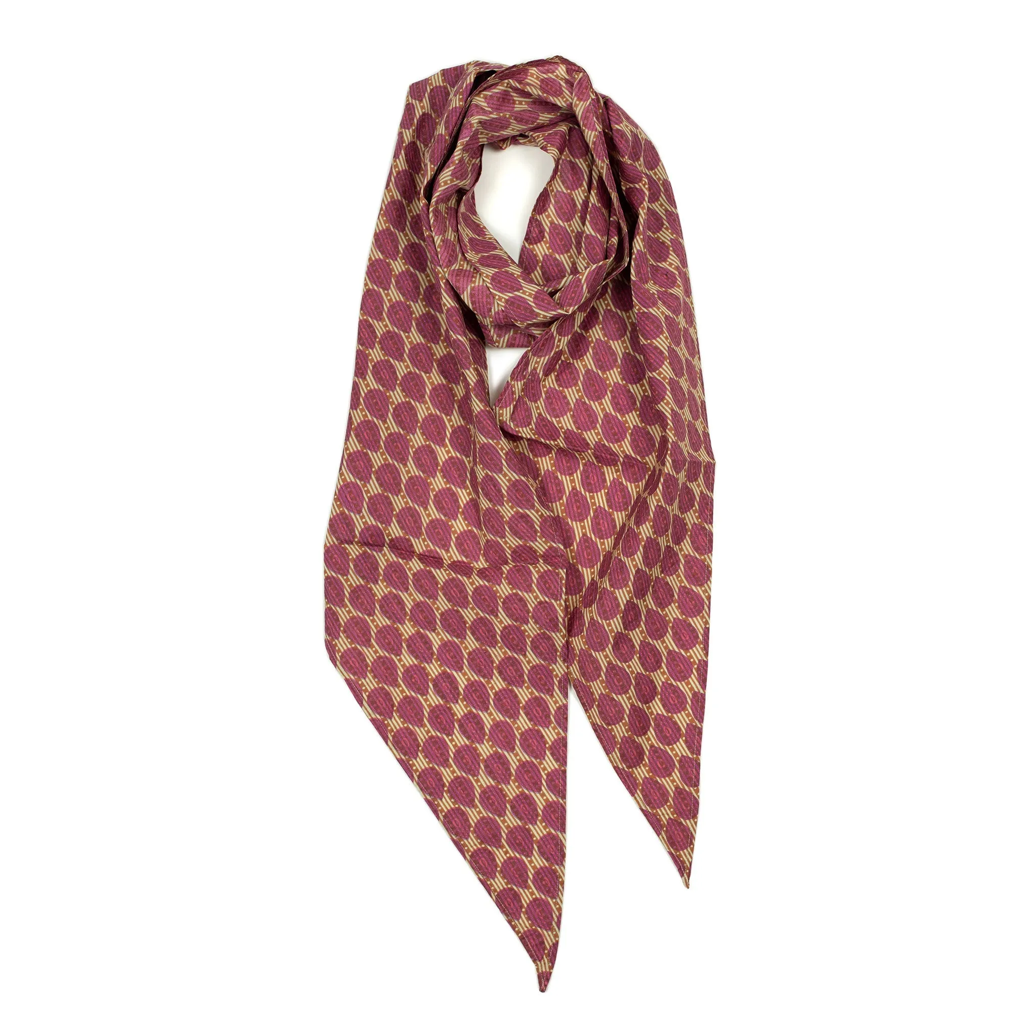 Bias cut scarf in pink Ikat-style printed cotton