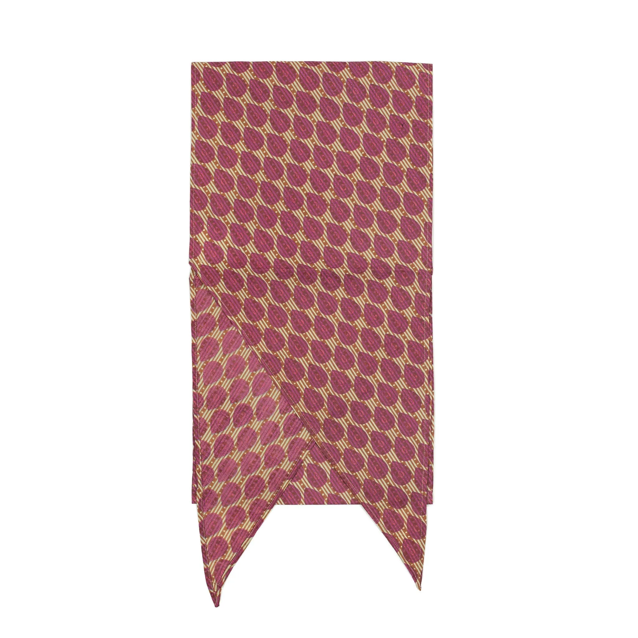 Bias cut scarf in pink Ikat-style printed cotton