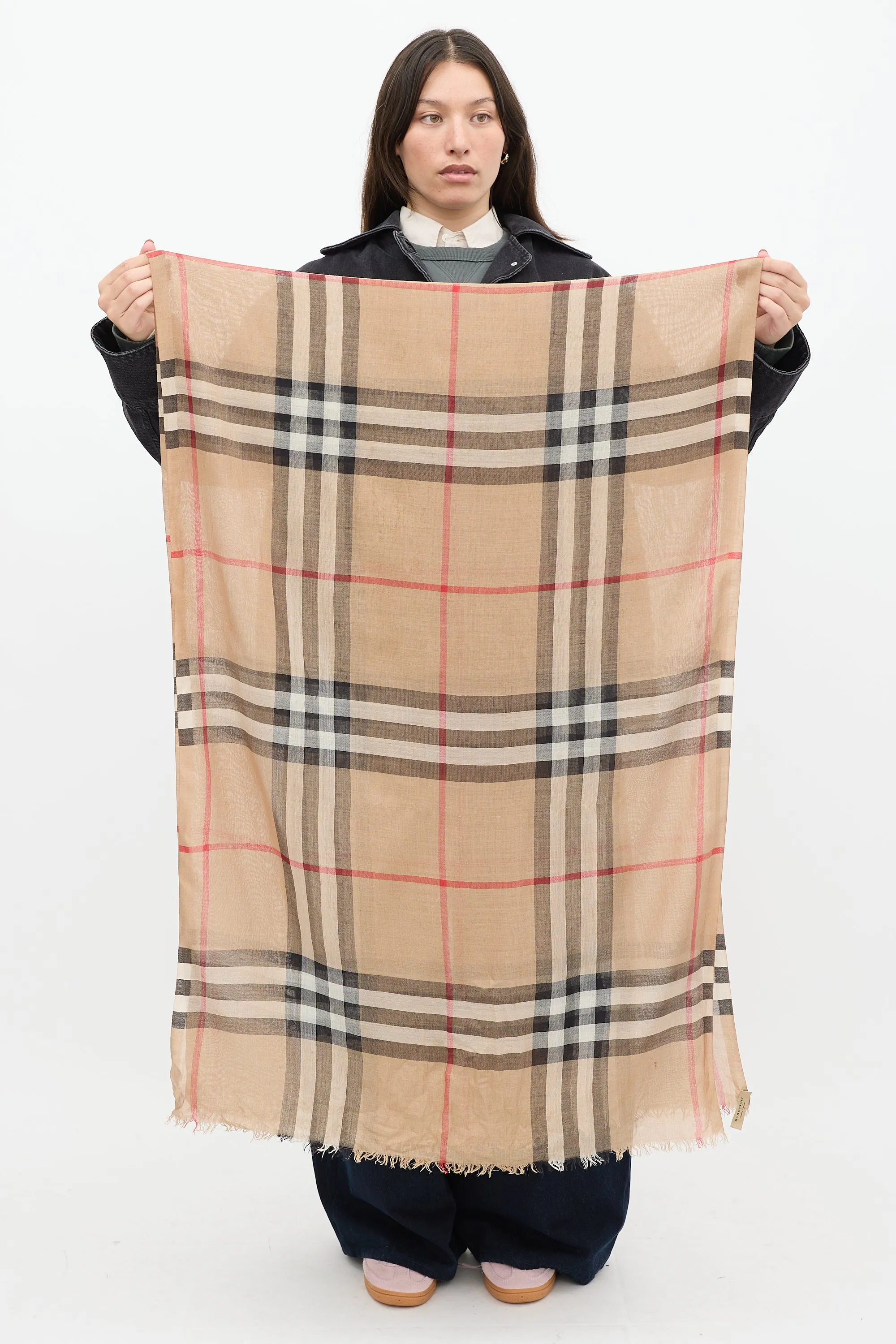 Brown & Multicolour Lightweight Woven Nova Check Scarf