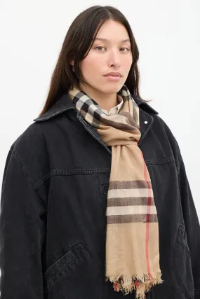 Brown & Multicolour Lightweight Woven Nova Check Scarf