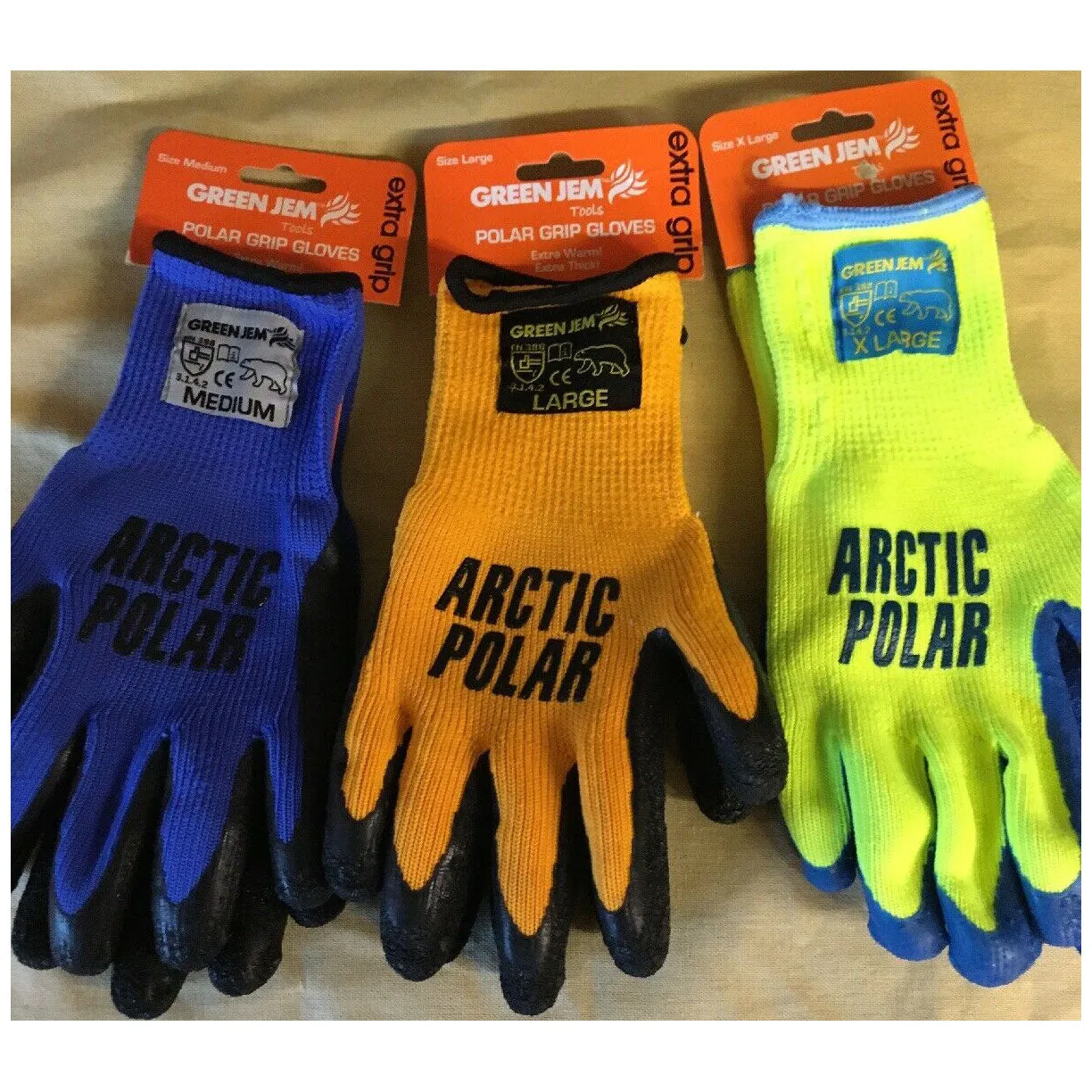 Green Jem Arctic Polar Extra Grip Work Gloves Large
