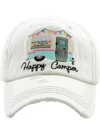HAPPY CAMPER BUNTING HAT WHITE