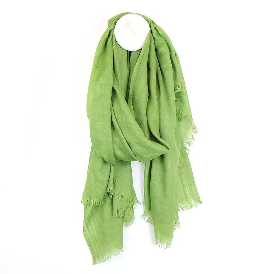 Lime Green Fringed Scarf