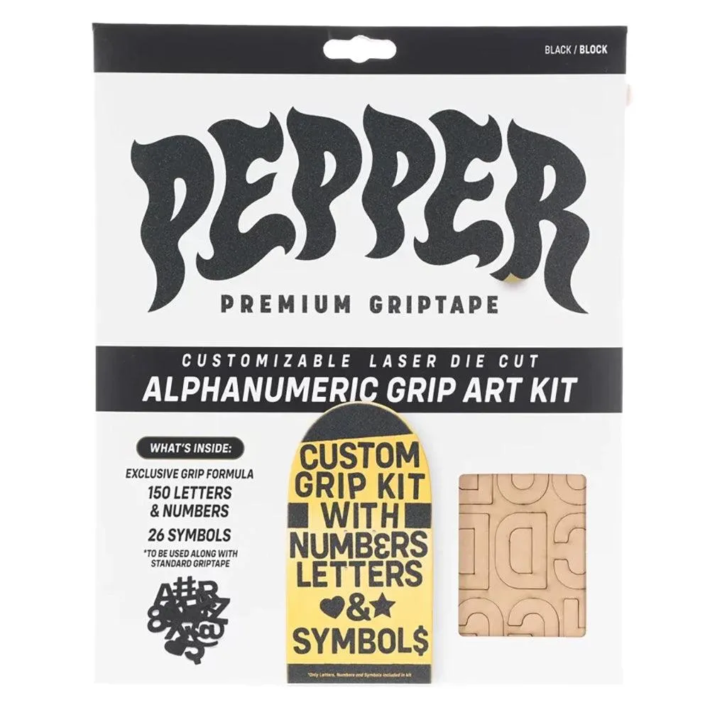 Pepper Alphanumeric Custom 9.5in Skateboard Grip Tape Kit