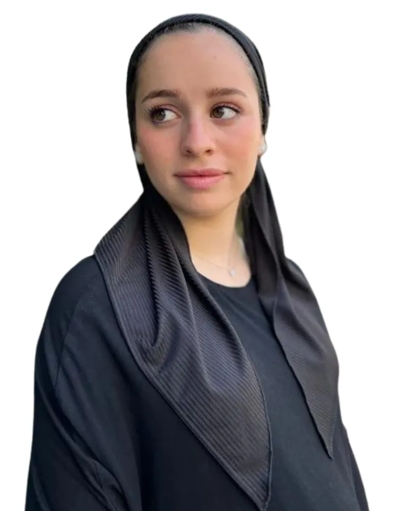 Scarf Bar Classic Jersey Ribbed Black Pre-Tied Bandanna with Full Grip