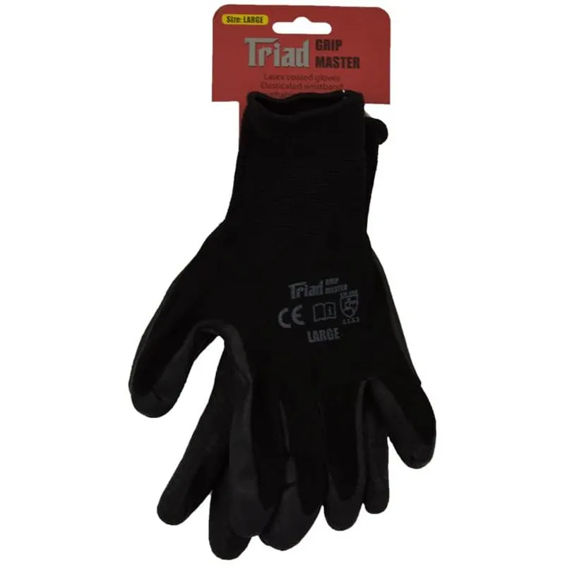 Triad Black Grip Master Gloves Large - Case of 12