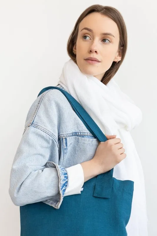 White linen lightweight scarf