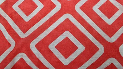 Womens Square Inside of Square Pattern Scarf w/ Zipper Pocket - Pop Fashion (Coral)